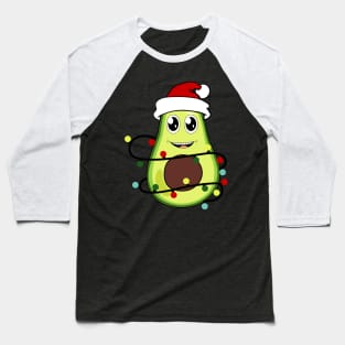 Cute Avocado Wearing Santa Hat Christmas Lights Avocado Lover Xmas Gift Baseball T-Shirt